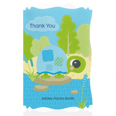 Blue Baby Turtle - Personalized Baby Shower Thank You Cards