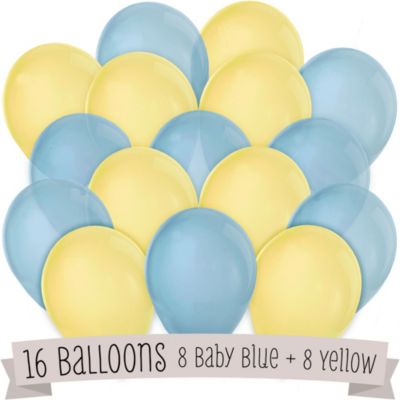 Blue and Yellow - Birthday Party Latex Balloons - 16 ct
