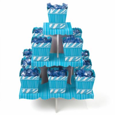 Blue Zebra - Birthday Party Candy Stand and 13 Candy Boxes