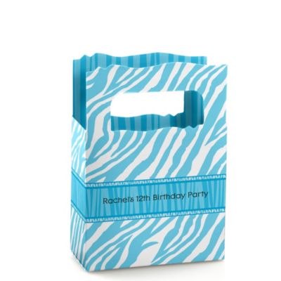Blue Zebra - Personalized Birthday Party Mini Favor Boxes 