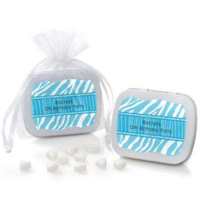 Blue Zebra - Personalized Birthday Party Mint Tin Favors 