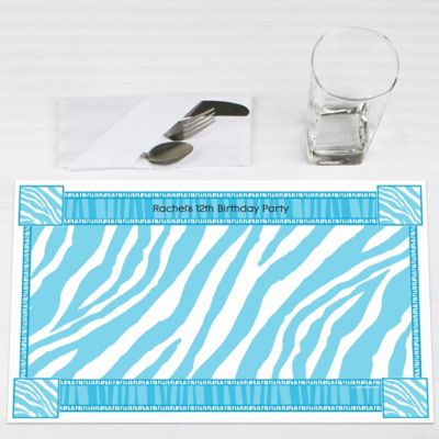 Blue Zebra - Personalized Birthday Party Placemats