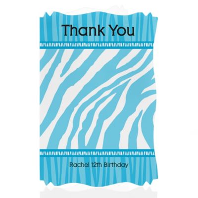 Blue Zebra - Personalized Birthday Party Thank You Cards