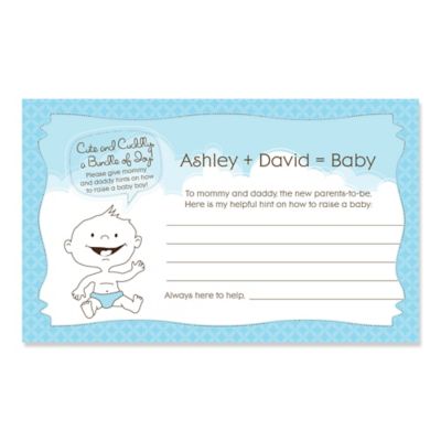 Baby Boy - Personalized Baby Shower Helpful Hint Advice Cards