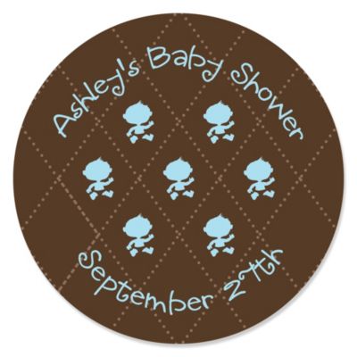 Modern Baby Boy - Personalized Baby Shower Sticker Labels - 24 ct