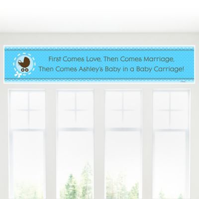 Boy Baby Carriage - Personalized Baby Shower Banners