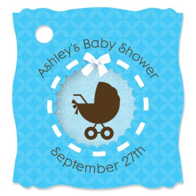 Boy Baby Carriage - Personalized Baby Shower Tags - 20 ct
