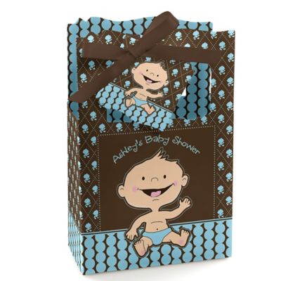 Modern Baby Boy Caucasian - Personalized Baby Shower Favor Boxes