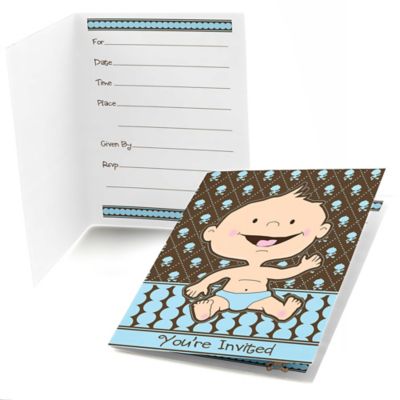 Modern Baby Boy Caucasian - Baby Shower Fill In Invitations - 8 ct