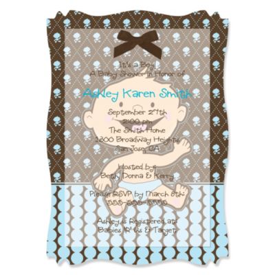 Modern Baby Boy Caucasian - Personalized Baby Shower Vellum Overlay Invitations