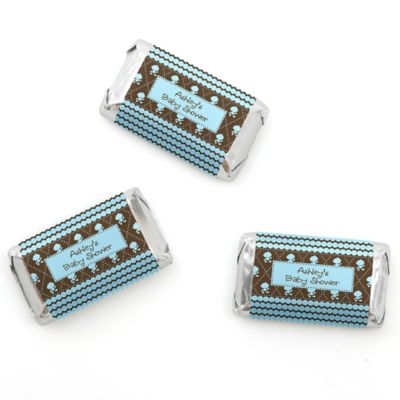 Modern Baby Boy - Personalized Baby Shower Mini Candy Bar Wrapper Favors - 20 ct