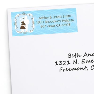 Silhouette Couples Baby Shower - It's A Boy - Personalized Baby Shower Return Address Labels - 30 ct