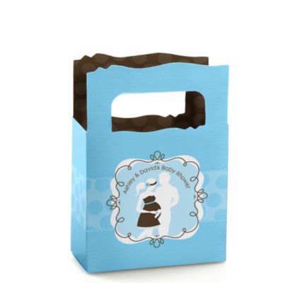 Silhouette Couples - It's A Boy - Personalized Baby Shower Mini Favor Boxes