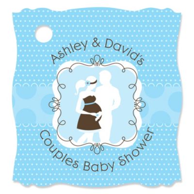 Silhouette Couples Baby Shower - It's A Boy - Personalized Baby Shower Tags - 20 ct