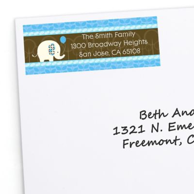 Boy Elephant - Personalized Birthday Party Return Address Labels - 30 ct 
