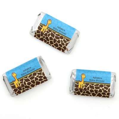 Giraffe Boy - Personalized Baby Shower Mini Candy Bar Wrapper Favors - 20 ct