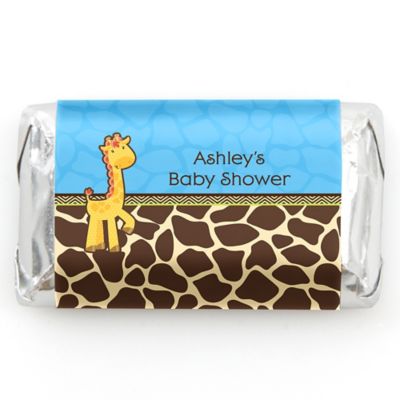 Giraffe Boy - Personalized Baby Shower Mini Candy Bar Wrapper Favors - 20 ct