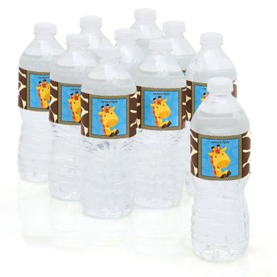 Giraffe Boy - Personalized Baby Shower Water Bottle Label Favors