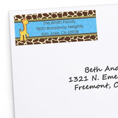 Giraffe Boy - Personalized Birthday Party Return Address Labels - 30 ct
