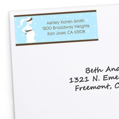 Mommy Silhouette It's A Boy - Personalized Baby Shower Return Address Labels - 30 ct