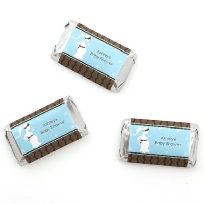 Mommy Silhouette It's A Boy - Personalized Baby Shower Mini Candy Bar Wrapper Favors - 20 ct