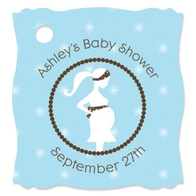 Mommy Silhouette It's A Boy - Personalized Baby Shower Tags - 20 ct
