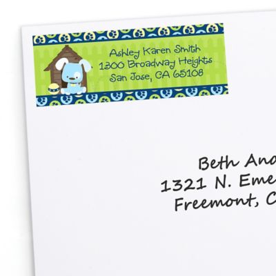 Boy Puppy Dog - Personalized Baby Shower Return Address Labels - 30 ct
