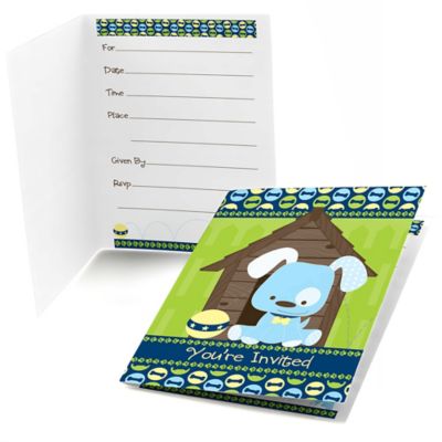 Boy Puppy Dog - Baby Shower Fill In Invitations - 8 ct