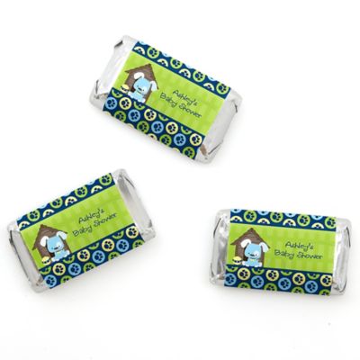 Boy Puppy Dog - Personalized Baby Shower Mini Candy Bar Wrapper Favors - 20 ct