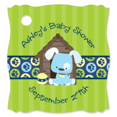 Boy Puppy Dog - Personalized Baby Shower Tags - 20 ct