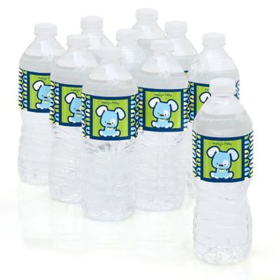 Boy Puppy Dog - Personalized Baby Shower Water Bottle Label Favors