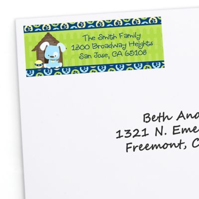 Boy Puppy Dog - Personalized Birthday Party Return Address Labels - 30 ct