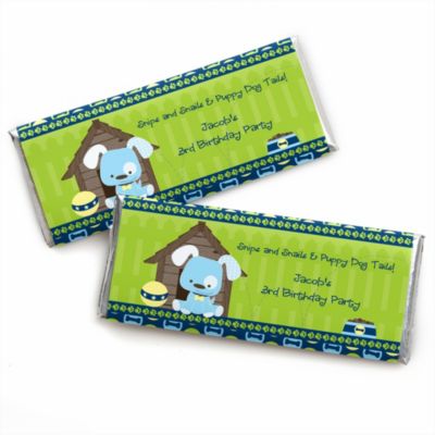 Boy Puppy Dog - Personalized Birthday Party Candy Bar Wrapper Favors