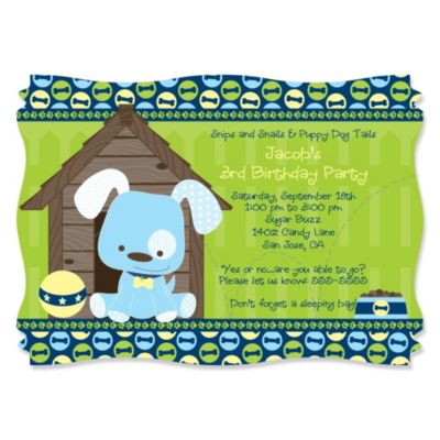 Boy Puppy Dog - Personalized Birthday Party Invitations