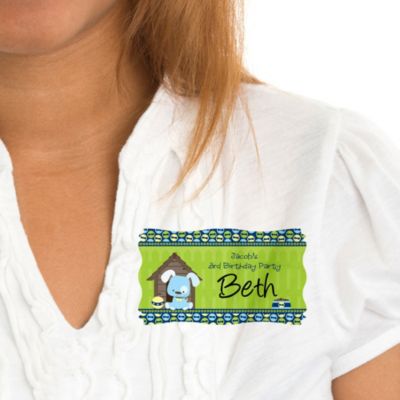 Boy Puppy Dog - Personalized Birthday Party Name Tag Stickers - 8 ct