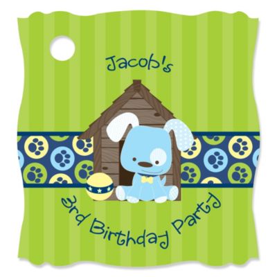 Boy Puppy Dog - Personalized Birthday Party Tags - 20 ct