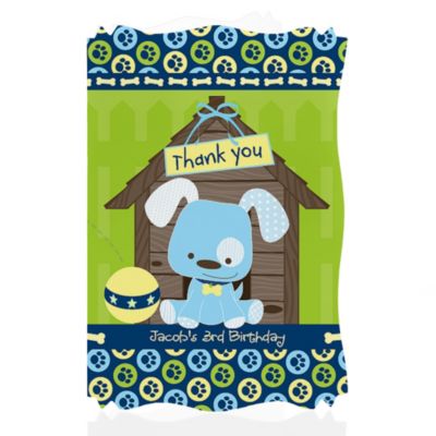 Boy Puppy Dog - Personalized Birthday Party Thank You Cards