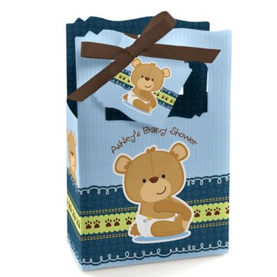 Baby Boy Teddy Bear - Personalized Baby Shower Favor Boxes