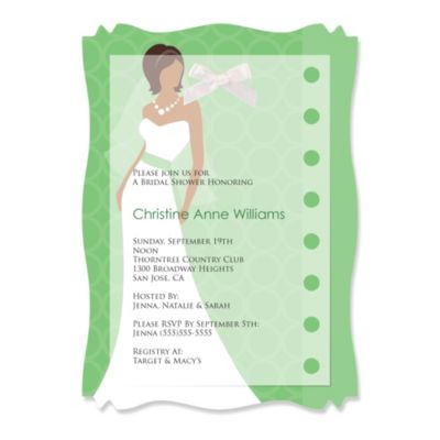 ... Bride Green - Personalized Bridal Shower Vellum Overlay Invitations