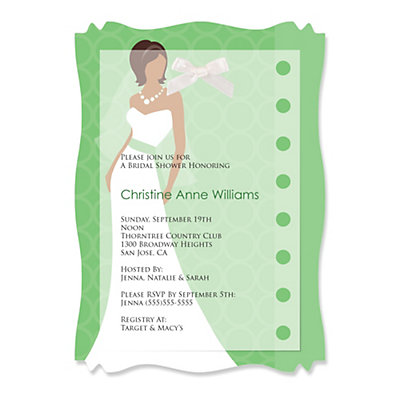 ... Bride Green - Personalized Bridal Shower Vellum Overlay Invitations