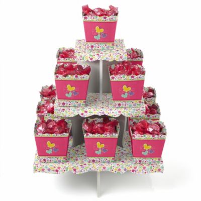 Playful Butterfly and Flowers - Birthday Party Candy Stand and 13 Candy Boxes