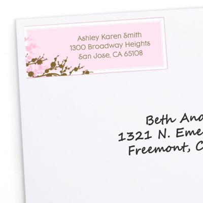 Baby Cherry Blossom - Personalized Baby Shower Return Address Labels - 30 ct 