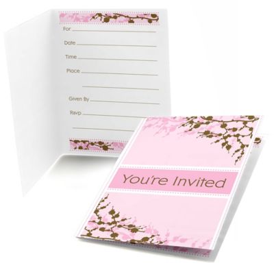 Baby Cherry Blossom - Baby Shower Fill In Invitations - 8 ct
