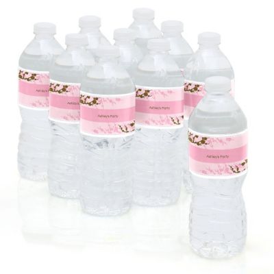 Baby Cherry Blossom - Personalized Baby Shower Water Bottle Label Favors 