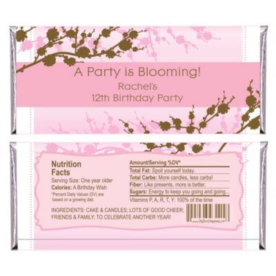 Cherry Blossom - Personalized Birthday Party Candy Bar Wrapper Favors
