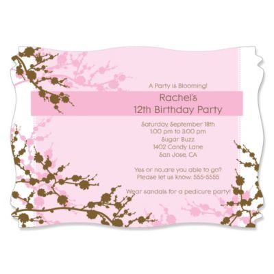 Cherry Blossom - Personalized Birthday Party Invitations