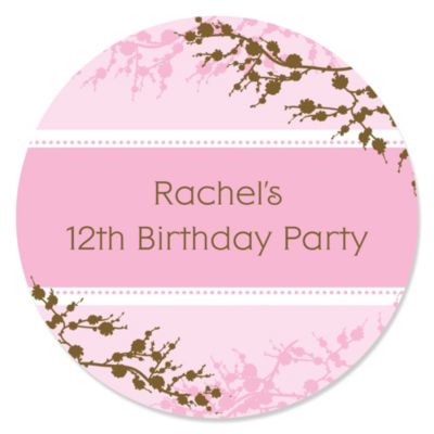 Cherry Blossom - Personalized Birthday Party Sticker Labels - 24 ct