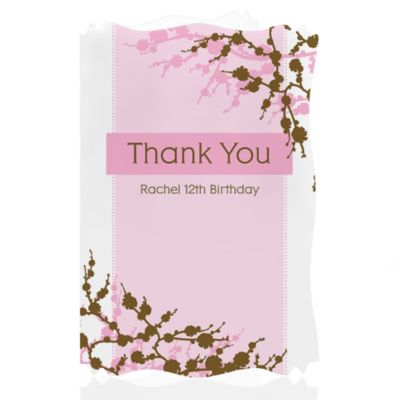 Cherry Blossom - Personalized Birthday Party Thank You Cards