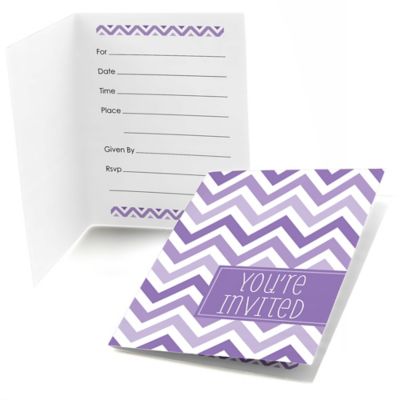 Chevron Purple - Bridal Shower Fill In Invitations - 8 ct