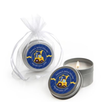 Construction Truck - Personalized Baby Shower Candle Tin Favors